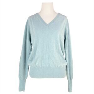 VINCE Wool & Cashmere Relaxed V-Neck Sweater Size XS Duck Egg Teal Blue